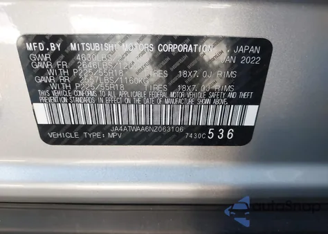 2022 Mitsubishi Eclipse Cross Se S-Awc/Se Special Edition S-Awc/Sel S-Awc/Sel Special Edition S-Awc from USA, damaged, VIN JA4ATWAA6NZ063106